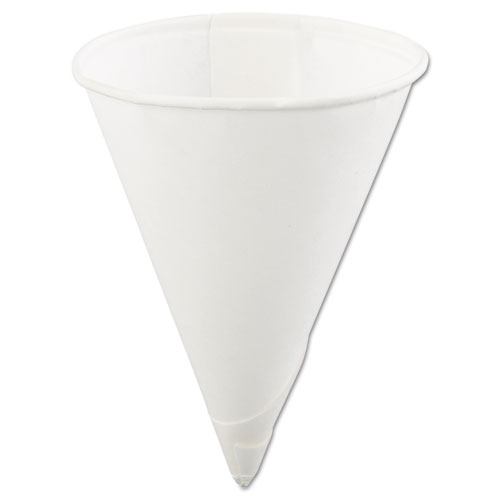 Rolled Rim Paper Cone Cups, 4 oz, White, 5,000/Carton. Picture 1