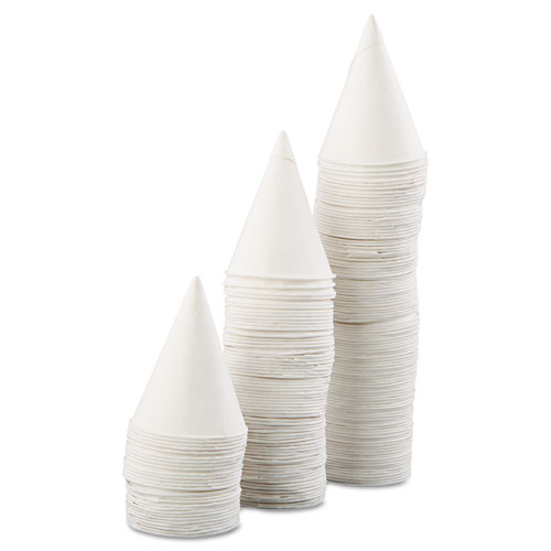 Rolled Rim Paper Cone Cups, 4 oz, White, 5,000/Carton. Picture 2