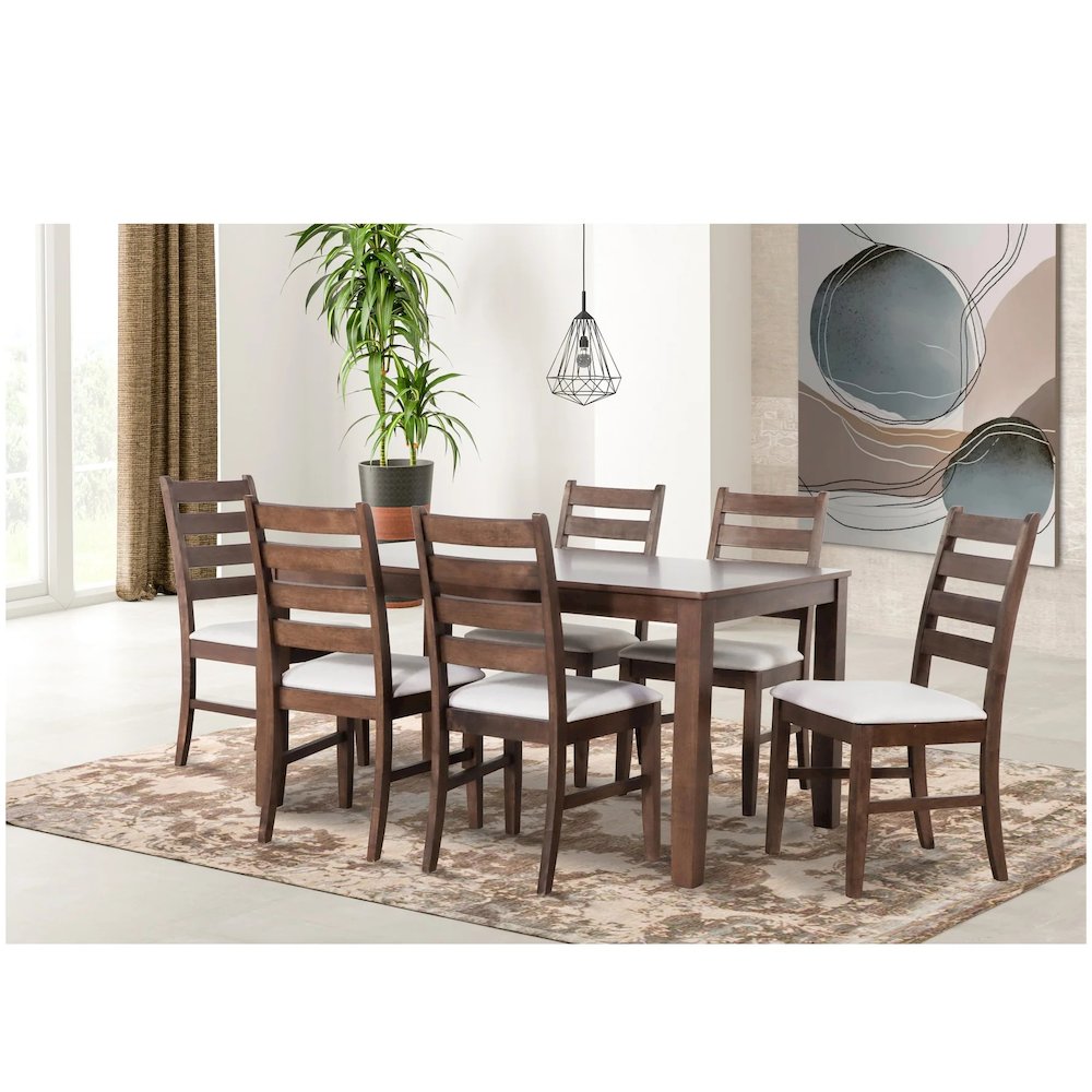 Pascal 59" Retangular Wood Dining Set with 6 Chairs in Walnut. Picture 2