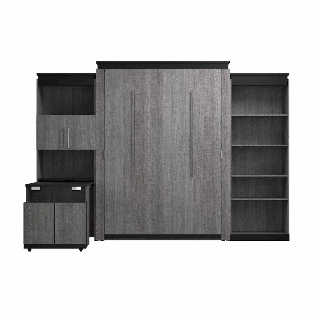 Queen Murphy Bed with Shelves and Storage Cabinet with Fold-Out Desk. Picture 2
