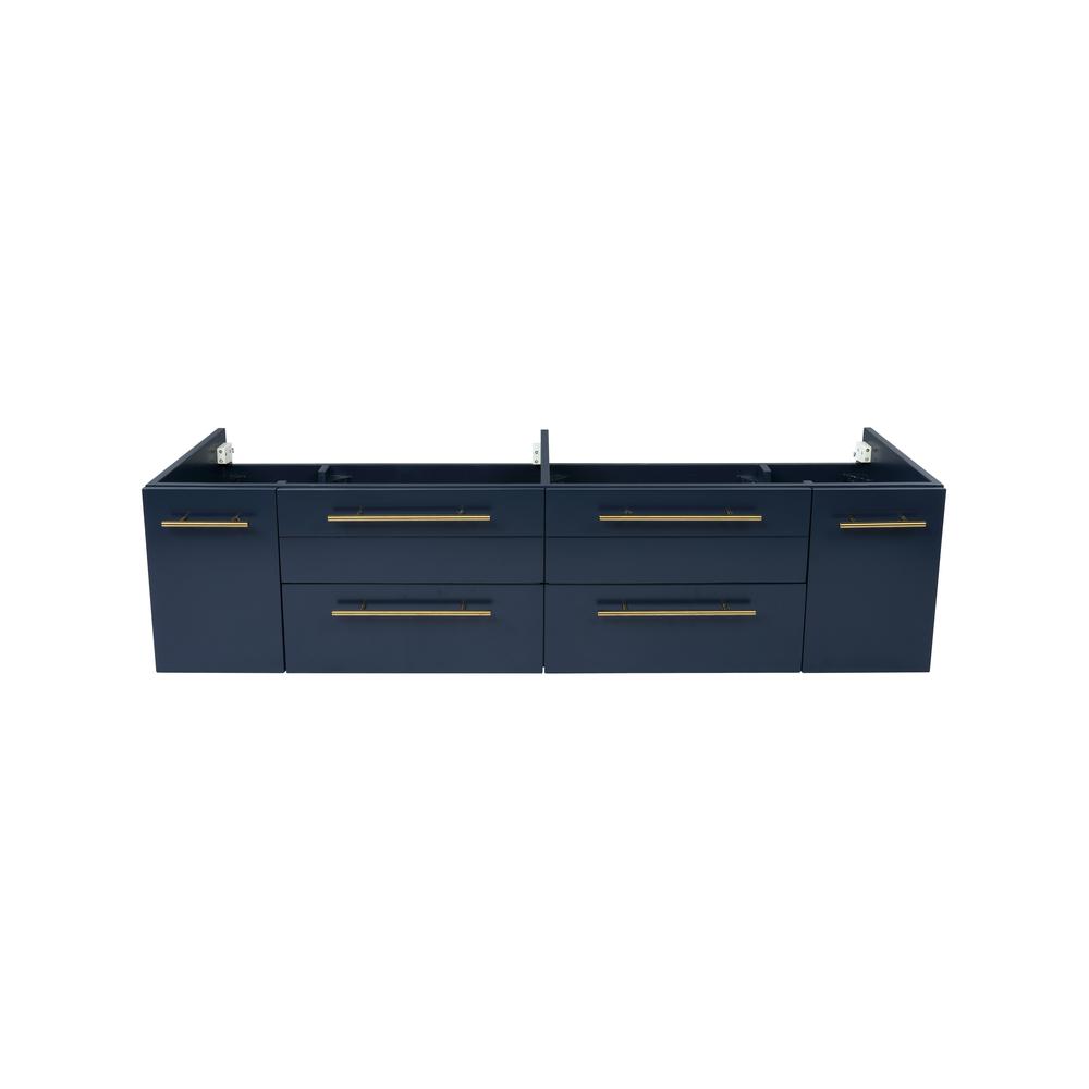 Fresca Lucera 60" Royal Blue Wall Hung Double Undermount Sink Modern Bathroom Cabinet. Picture 2