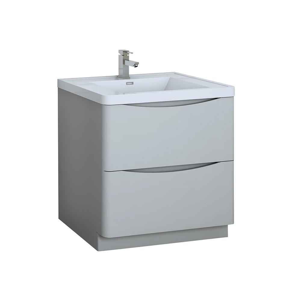 Tuscany 32 Glossy Gray Free Standing Modern Bathroom Cabinet
