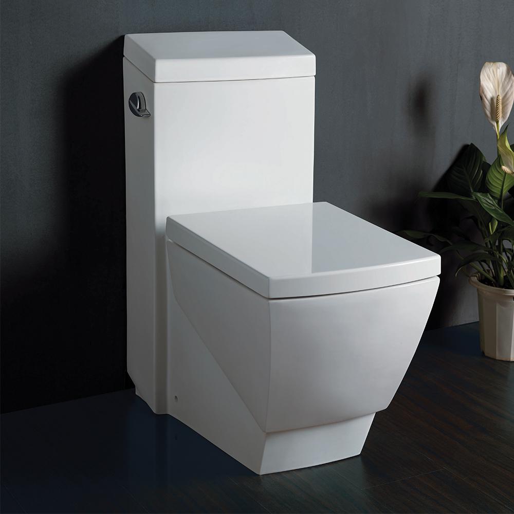 Apus One-Piece Square Toilet w/ Soft Close Seat. Picture 2