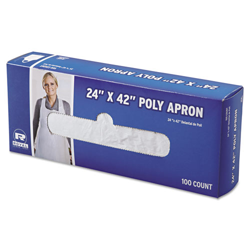 Poly Apron, 24 x 42, One Size Fits All, White, 100/Pack, 10 Packs/Carton. Picture 2