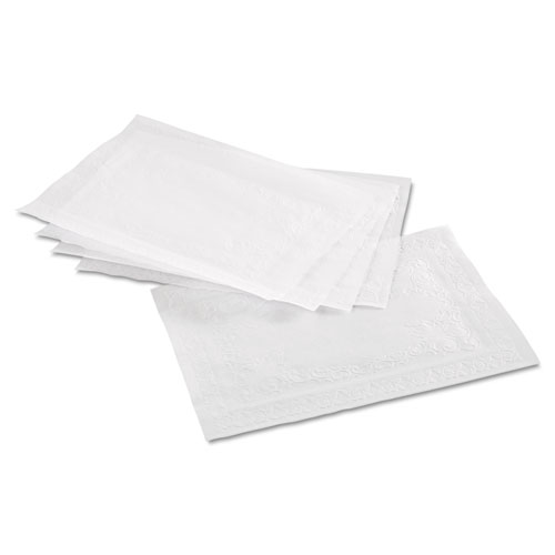 Classic Embossed Straight Edge Placemats, 10 x 14, White, 1,000/Carton. Picture 3