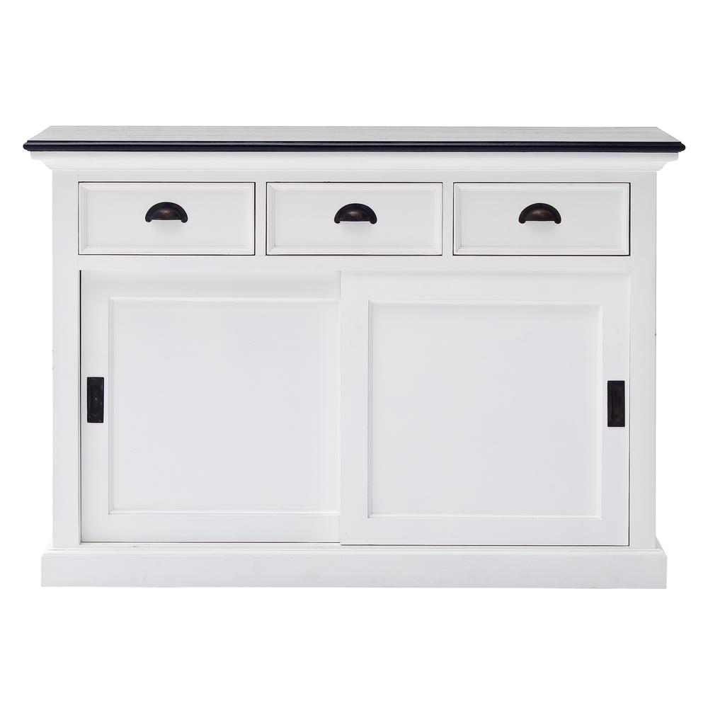 Halifax Contrast Classic White & Black Buffet with Sliding Doors. Picture 1