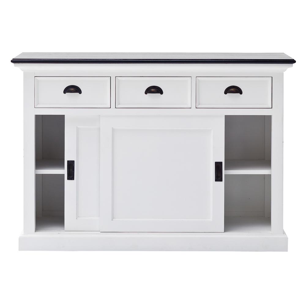 Halifax Contrast Classic White & Black Buffet with Sliding Doors. Picture 2