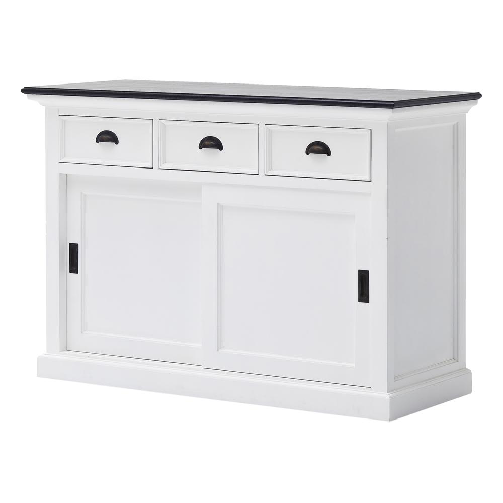 Halifax Contrast Classic White & Black Buffet with Sliding Doors. Picture 12