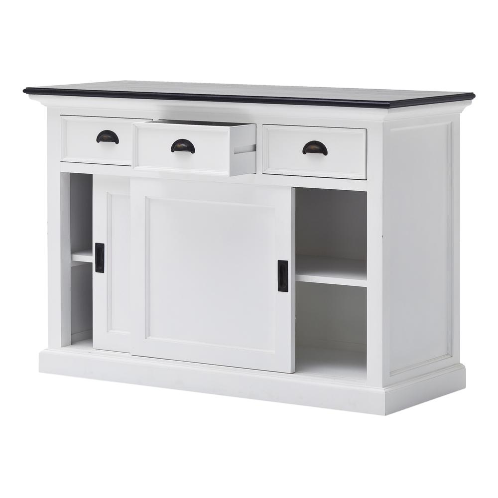 Halifax Contrast Classic White & Black Buffet with Sliding Doors. Picture 3