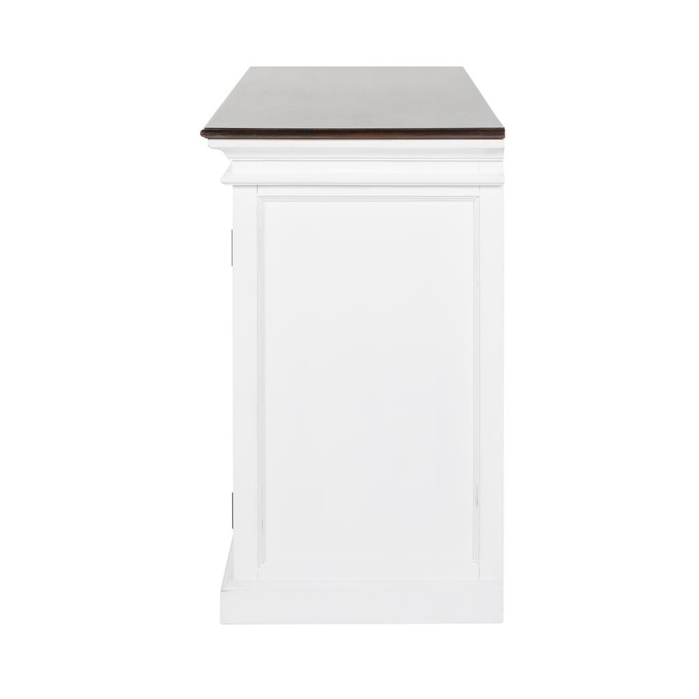 Halifax Accent White Distress & Deep Brown Display Buffet with 4 Glass Doors. Picture 5