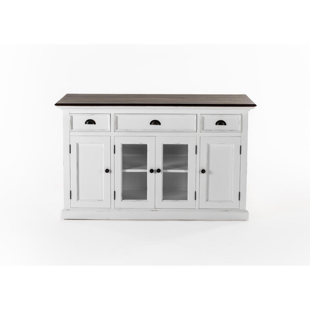 Halifax Accent White Distress & Deep Brown Buffet with 4 Doors 3 Drawers. Picture 8
