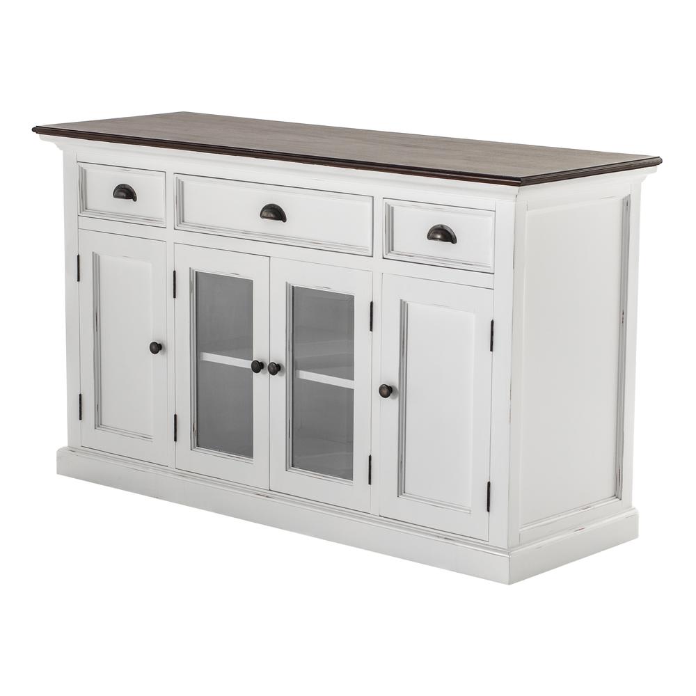 Halifax Accent White Distress & Deep Brown Buffet with 4 Doors 3 Drawers. Picture 3