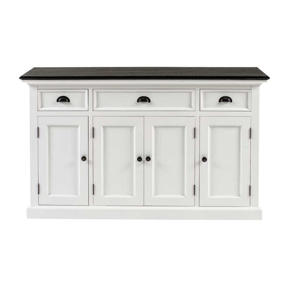 Halifax Contrast Classic White & Black Buffet with 4 Doors 3 Drawers. Picture 1