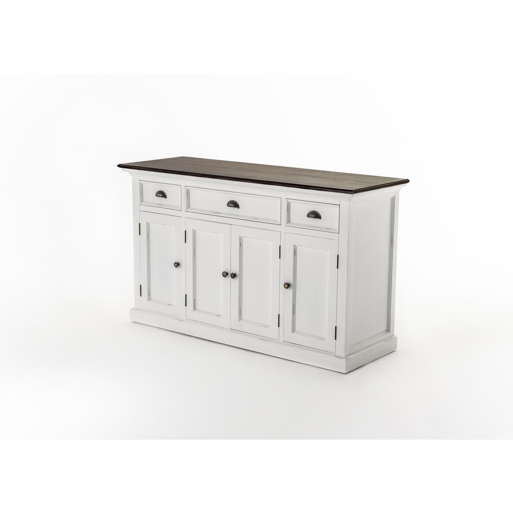 Halifax Accent White Distress & Deep Brown Buffet with 4 Doors 3 Drawers. Picture 10