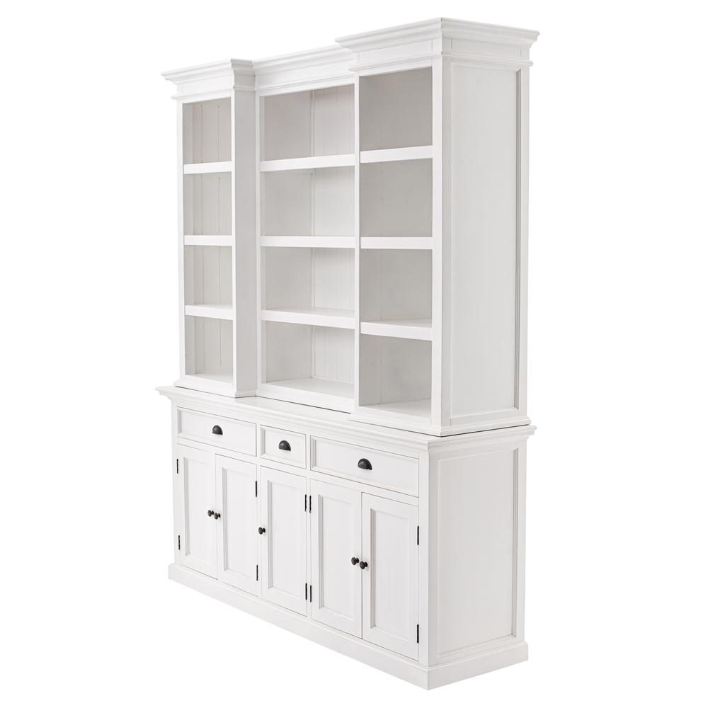 Halifax Classic White Kitchen Hutch Cabinet with 5 Doors 3 Drawers. Picture 1