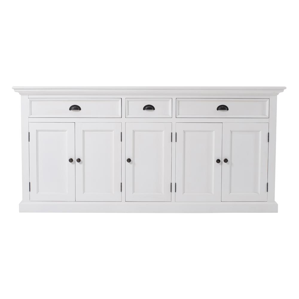 Kitchen Hutch Cabinet with 5 Doors 3 Drawers, Classic White. The main picture.