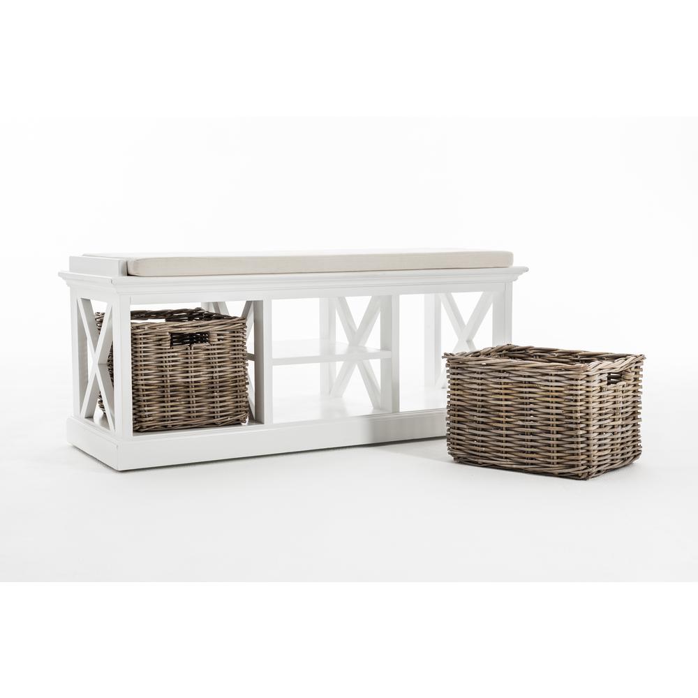 Halifax Classic White Bench & Basket Set. Picture 4