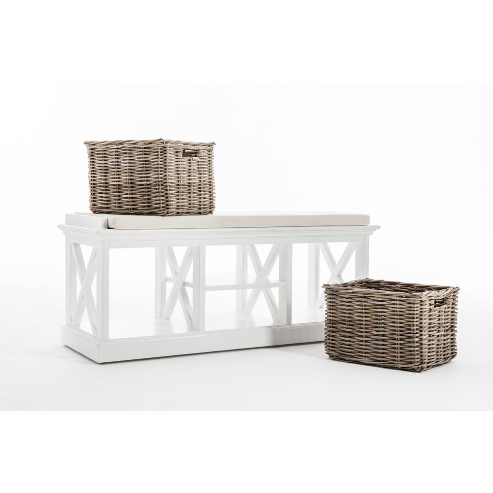 Halifax Classic White Bench & Basket Set. Picture 3