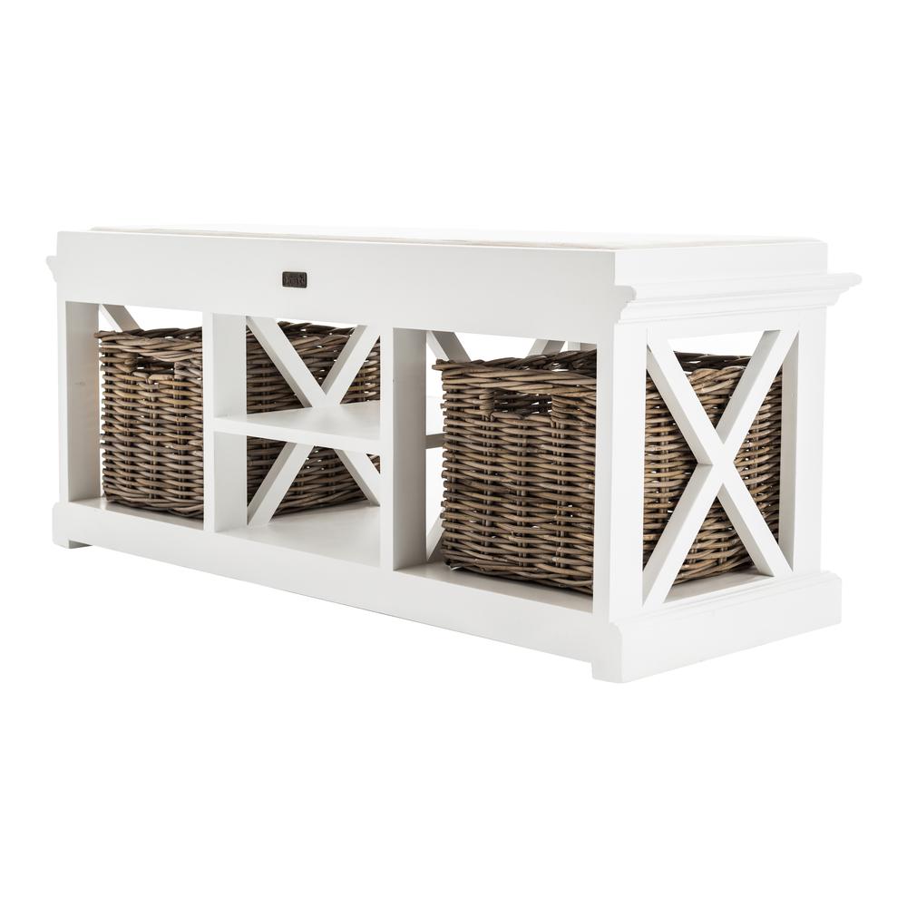 Halifax Classic White Bench & Basket Set. Picture 2