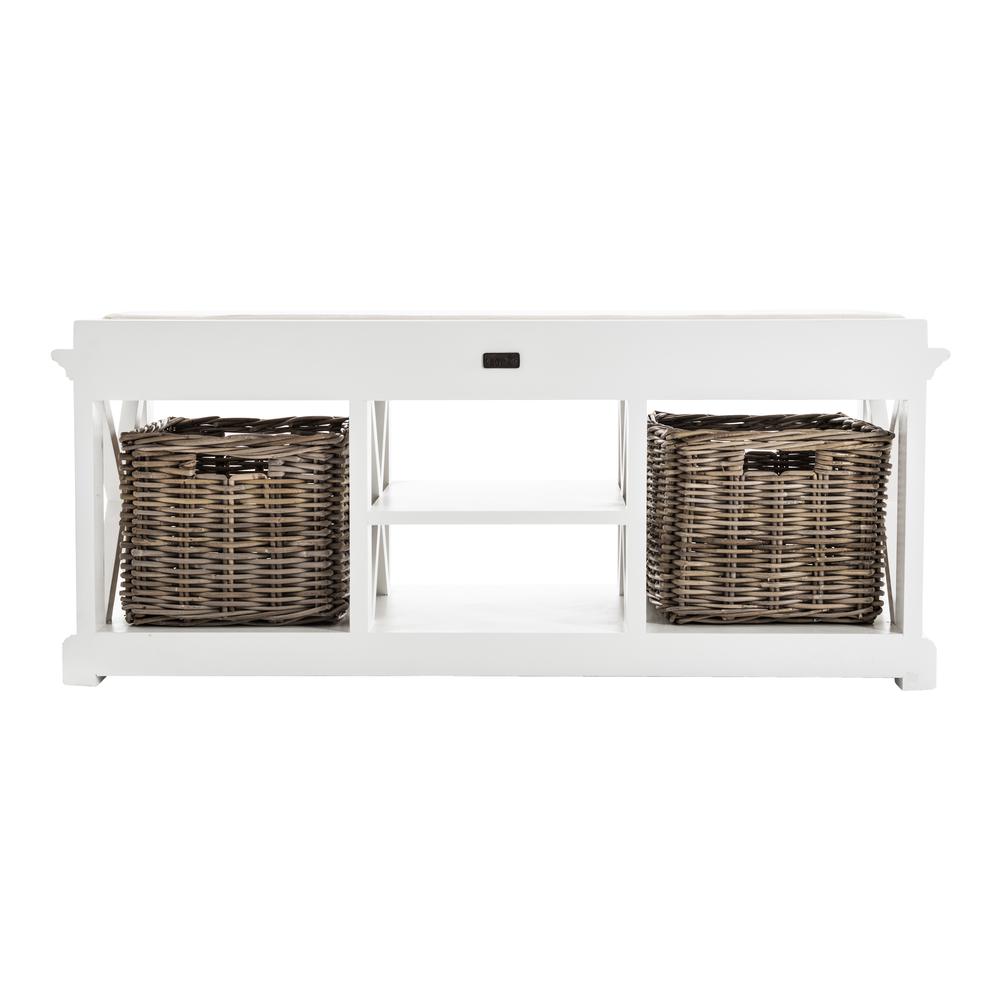 Halifax Classic White Bench & Basket Set. Picture 1