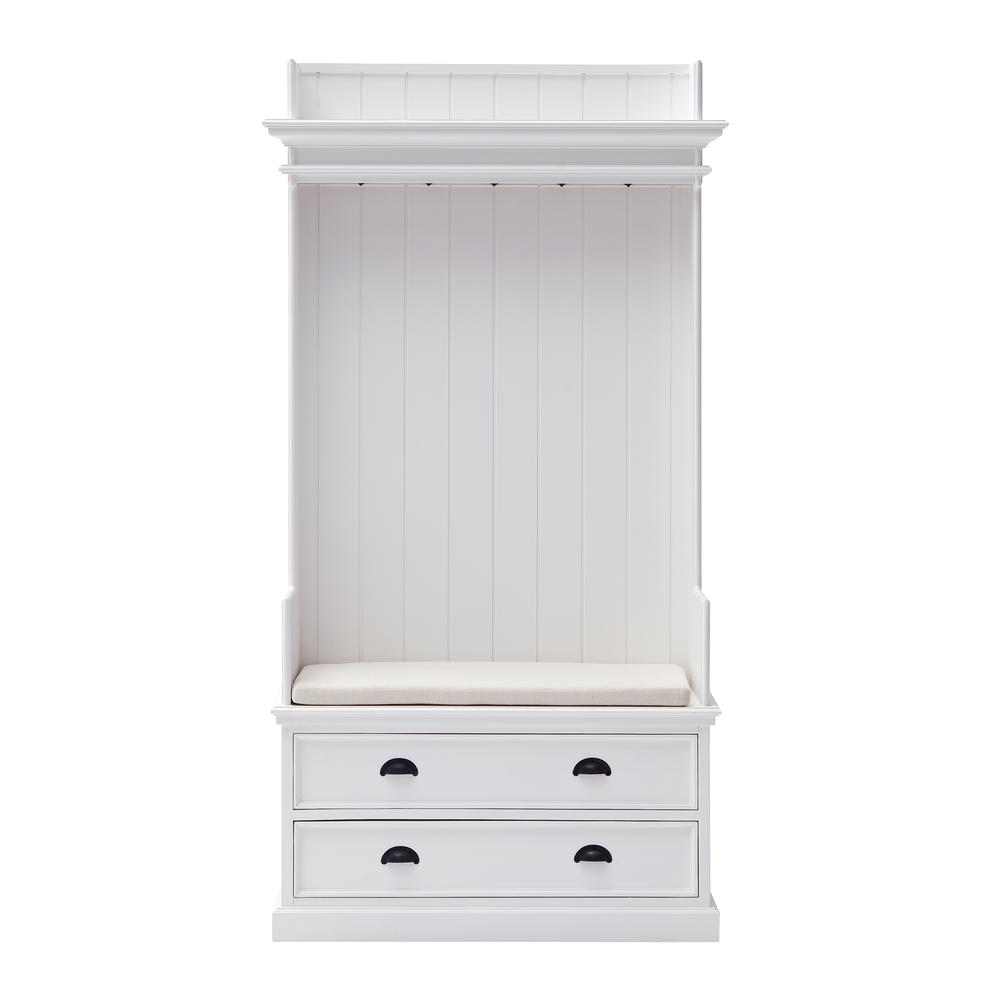 Halifax Classic White Entryway Coat Rack & Bench Unit. Picture 1