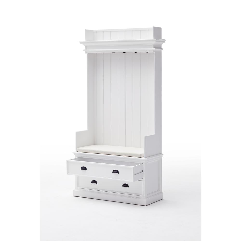 Halifax Classic White Entryway Coat Rack & Bench Unit. Picture 6
