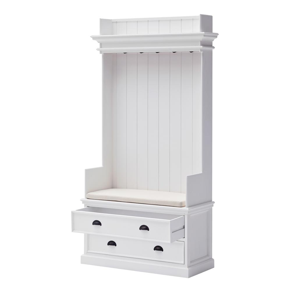 Halifax Classic White Entryway Coat Rack & Bench Unit. Picture 12