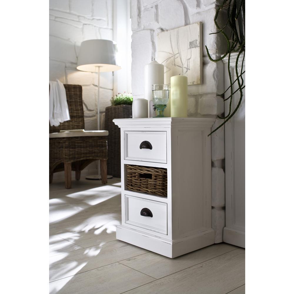 Halifax Classic White Bedside Storage Unit with Basket. Picture 14
