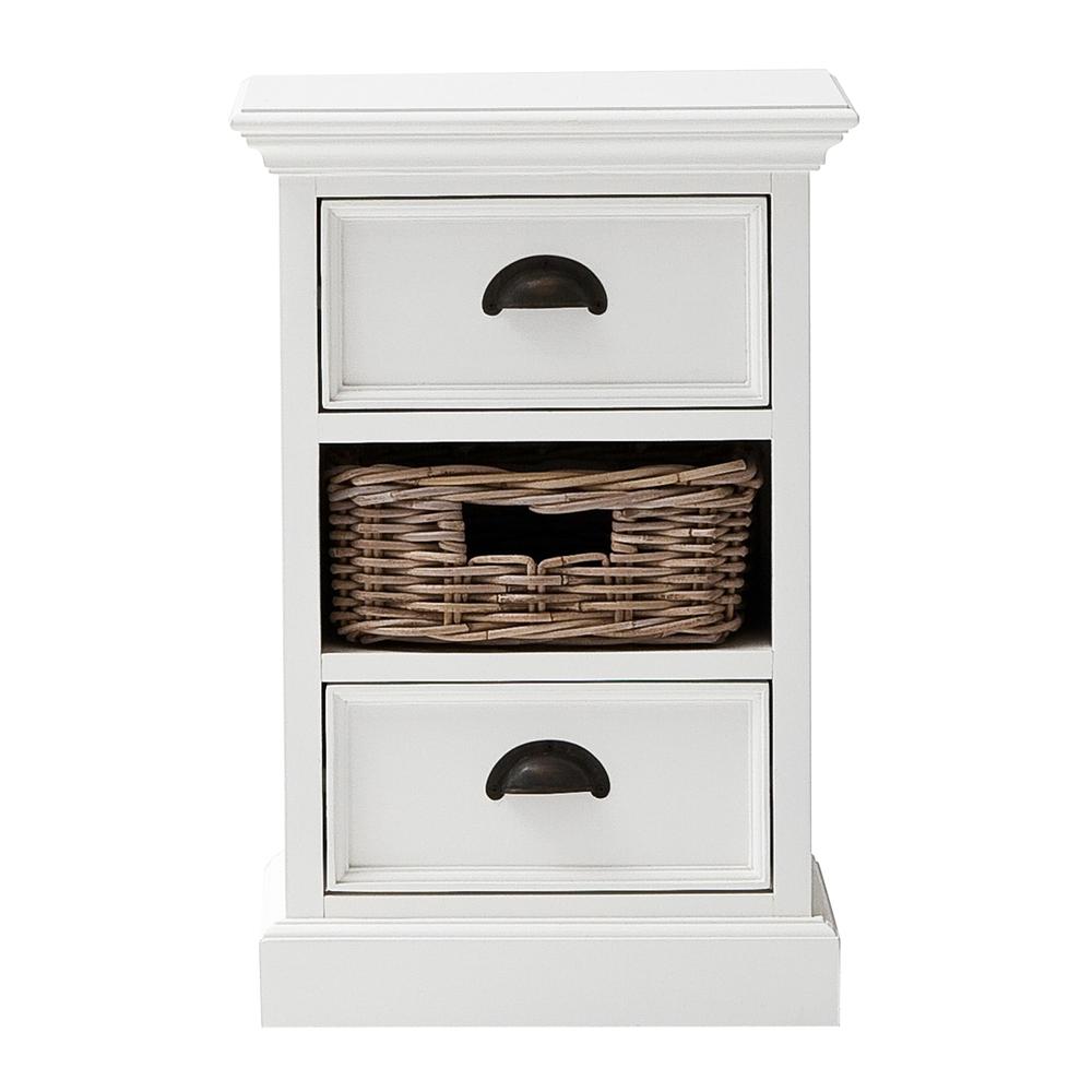Halifax Classic White Bedside Storage Unit with Basket. Picture 16