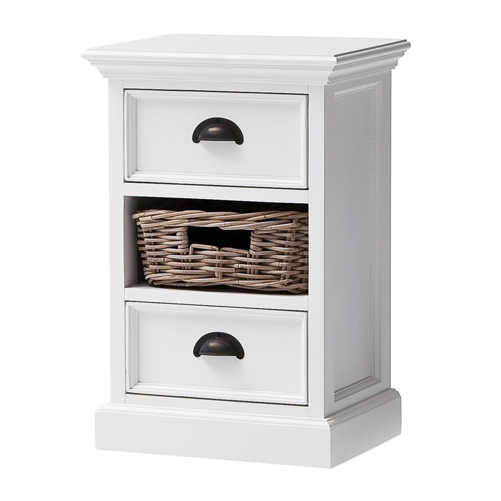 Halifax Classic White Bedside Storage Unit with Basket. Picture 17