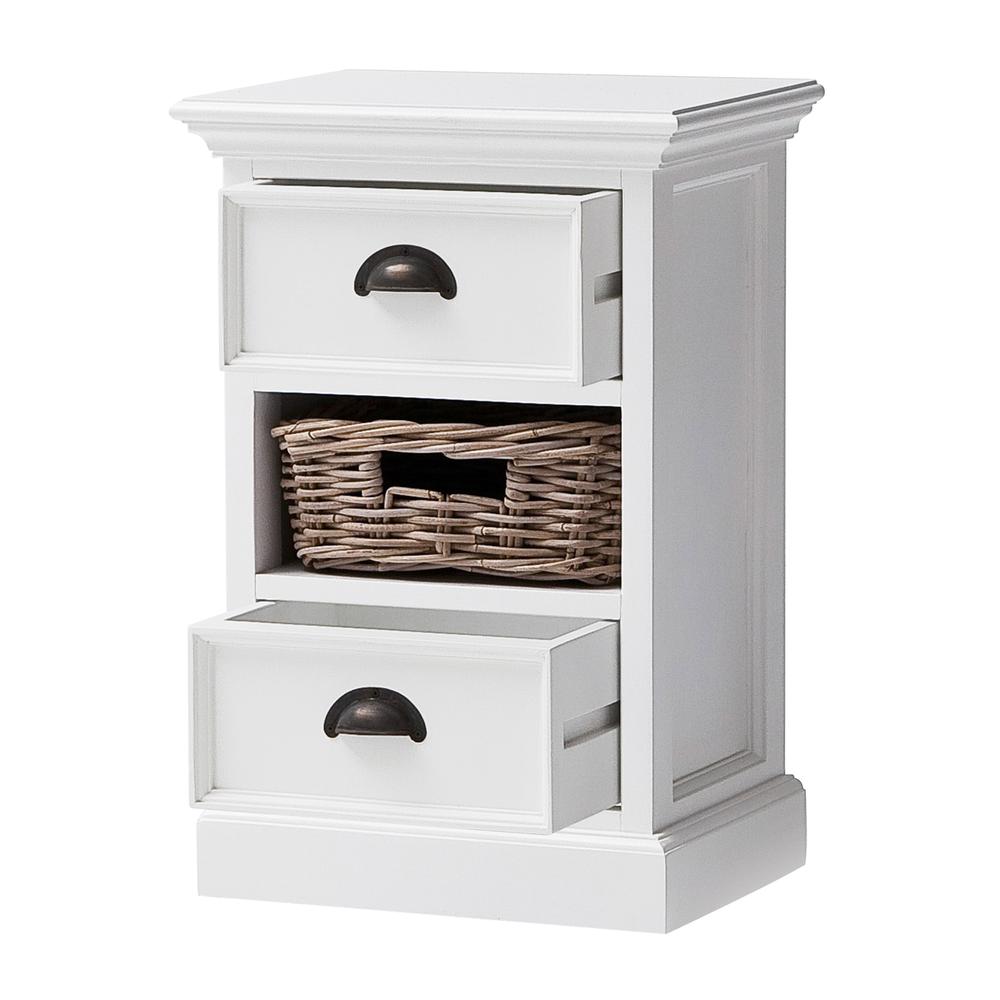 Halifax Classic White Bedside Storage Unit with Basket. Picture 18