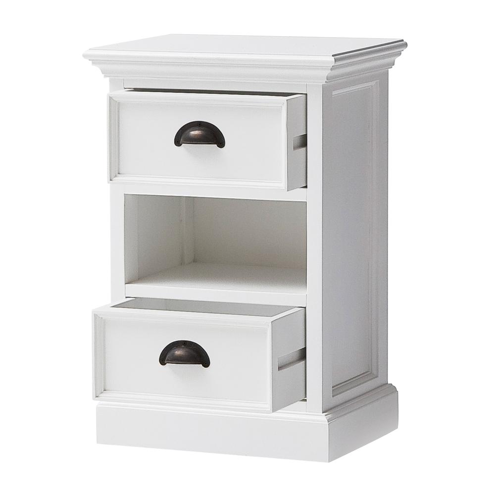 Halifax Classic White Bedside Storage Unit with Basket. Picture 19