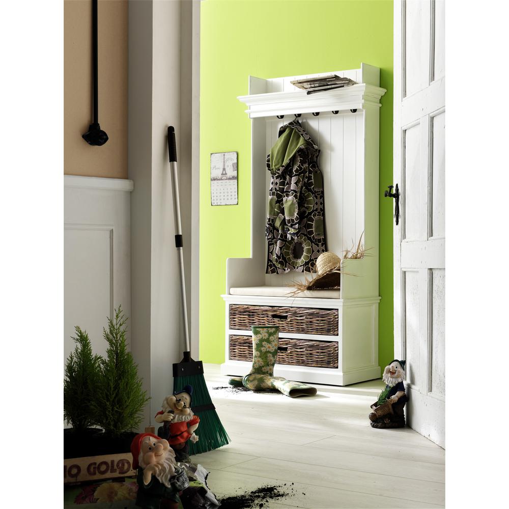 Halifax Classic White Entryway Coat Rack & Bench Unit. Picture 9