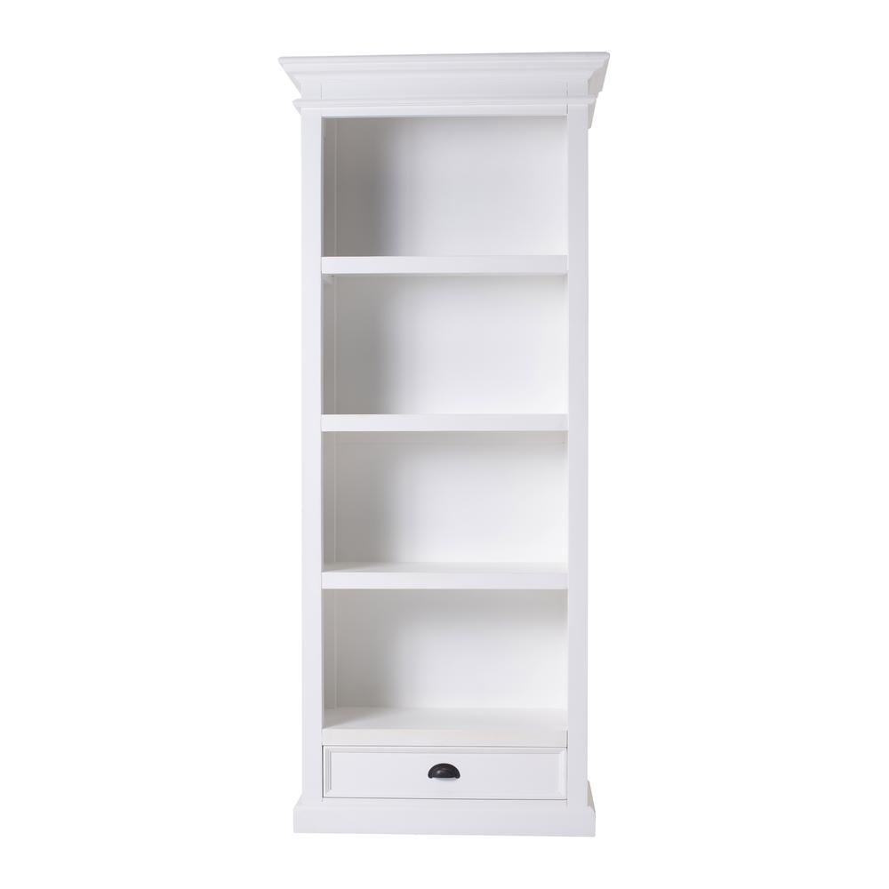 Halifax Classic White Bookcase with 1 Drawer. Picture 1