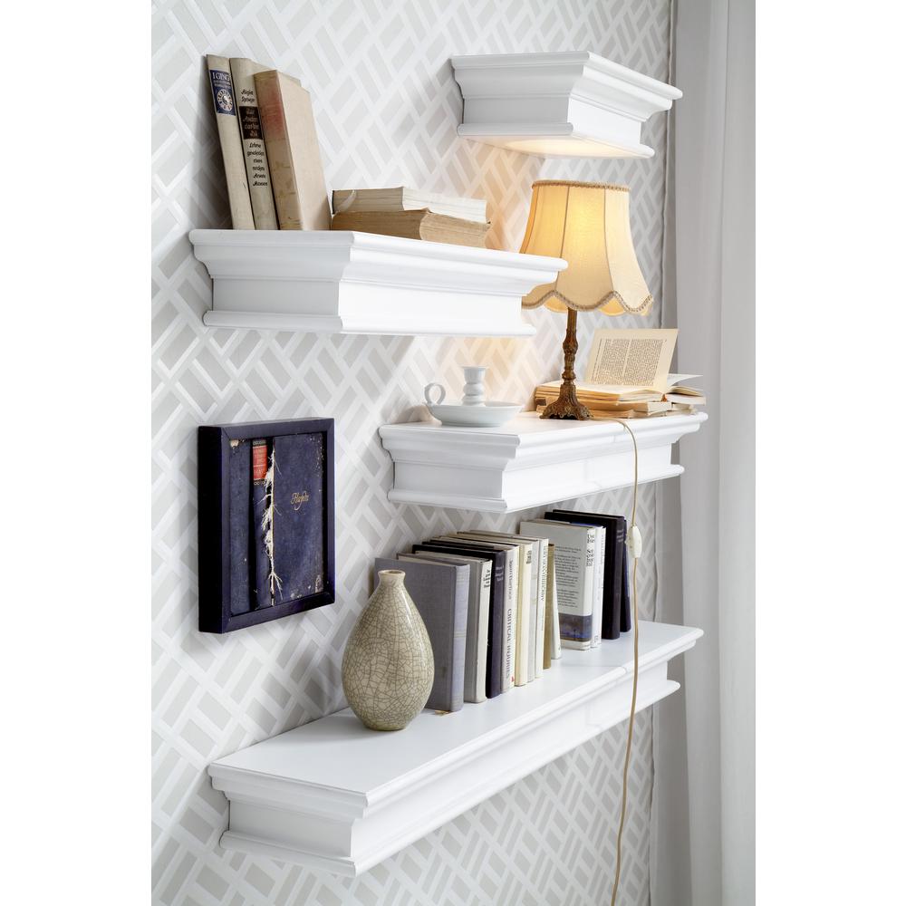Halifax Classic White Floating Wall Shelf, Long. Picture 5