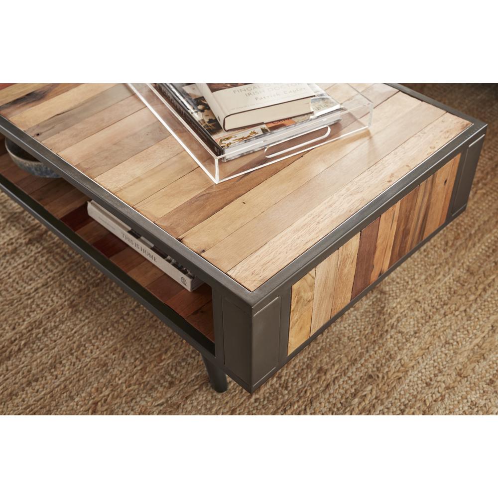 Nordic Natural Boat Wood Coffee Table Open Shelf. Picture 5