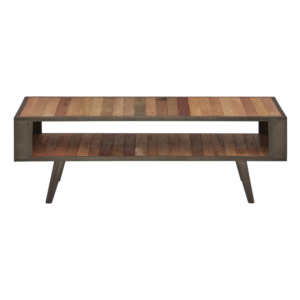 Nordic Natural Boat Wood Coffee Table Open Shelf. Picture 1