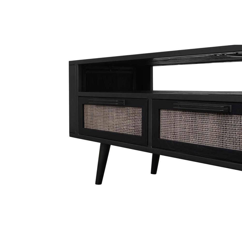 Nordic Mindi Rattan Nordic Black TV Dresser 3 Drawers. Picture 4