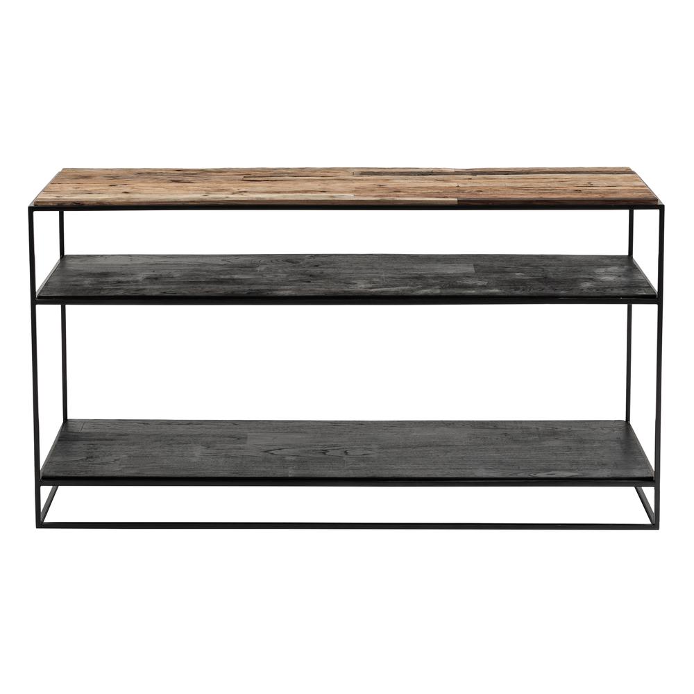 Rustika Rustic Boat Wood & Nordic Black Console Table. Picture 1