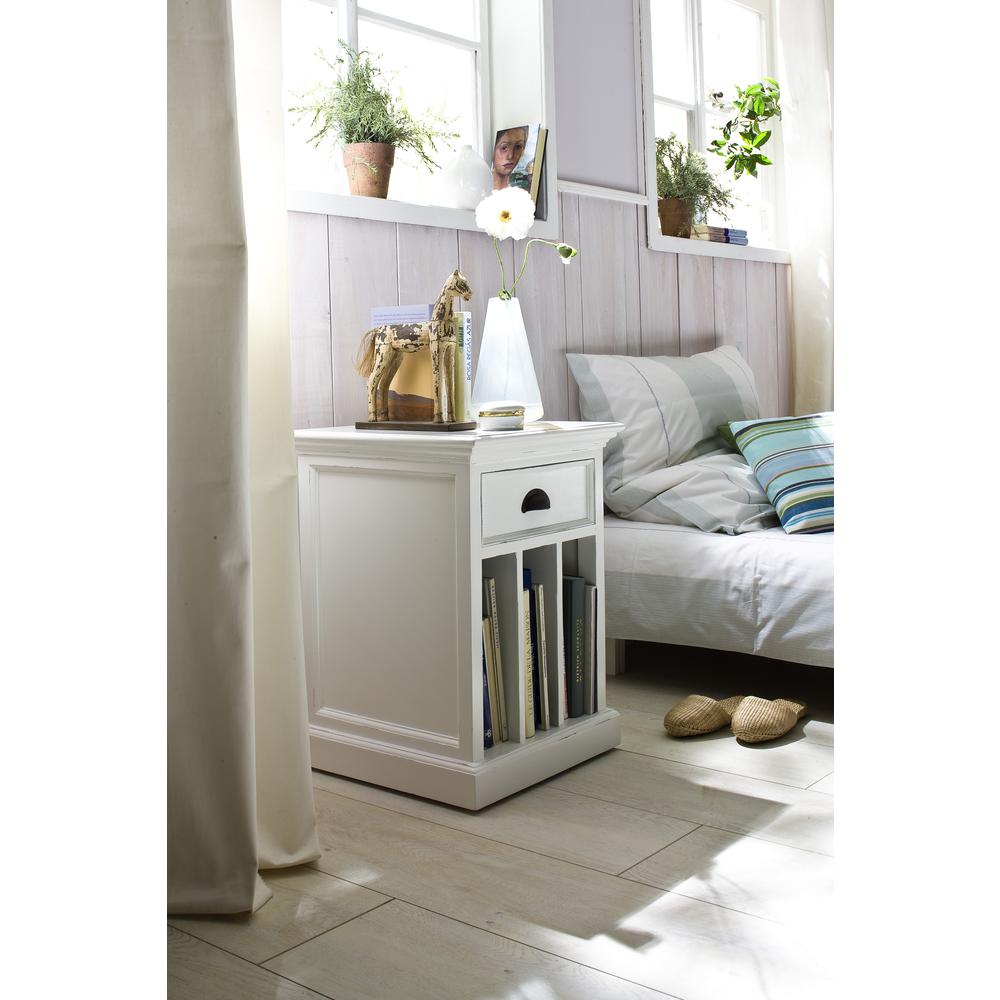 Halifax Classic White Bedside Table with Dividers. Picture 6