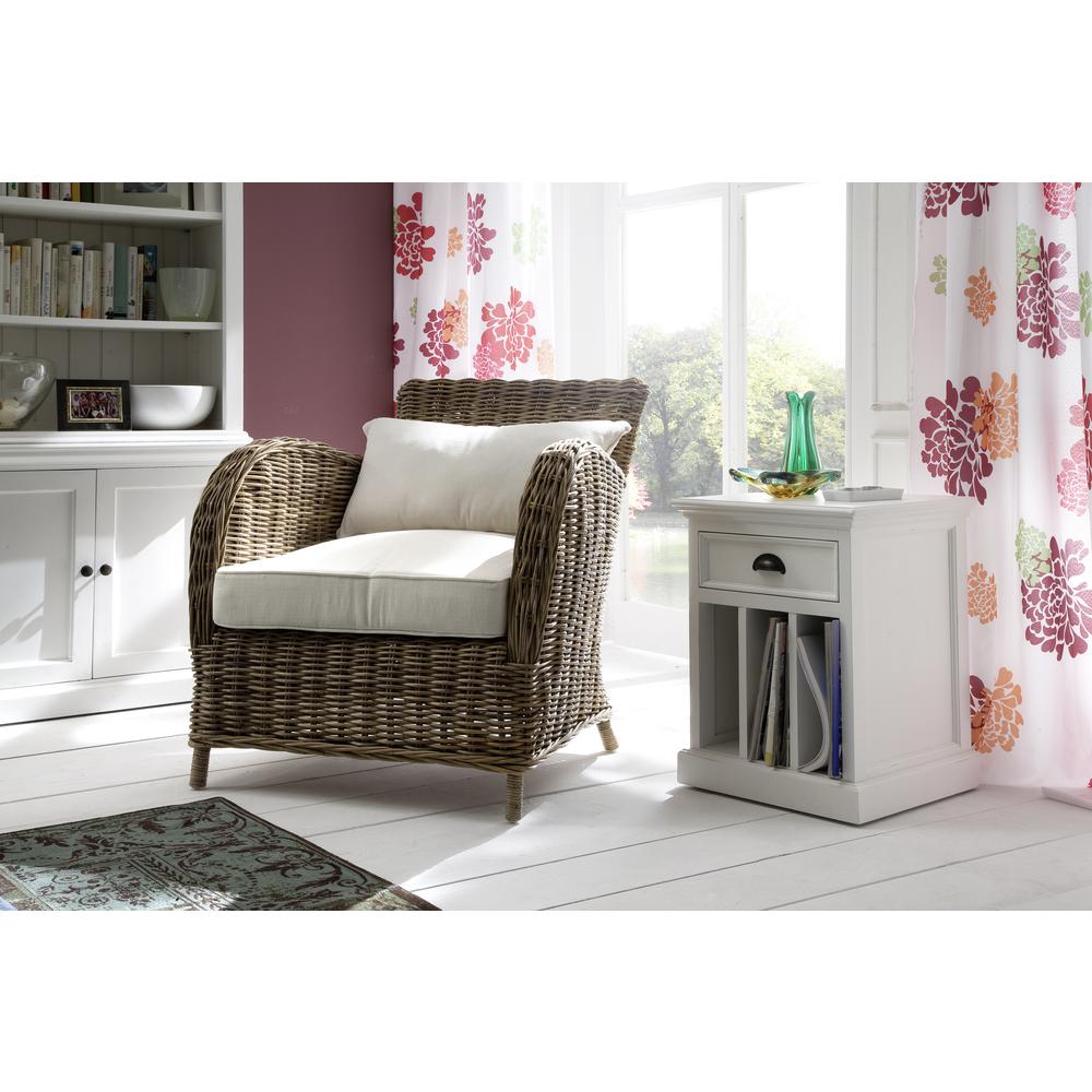 Halifax Classic White Bedside Table with Dividers. Picture 8