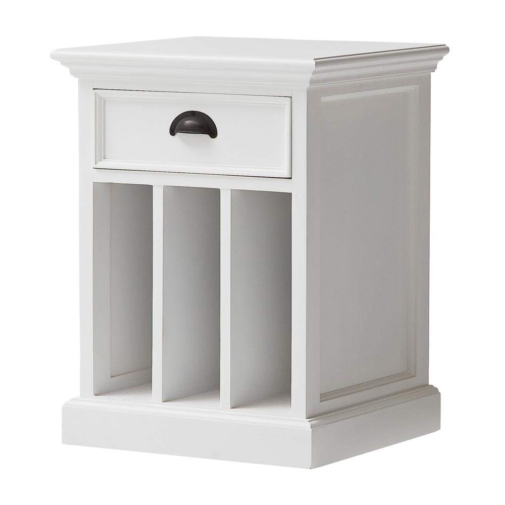 Halifax Classic White Bedside Table with Dividers. Picture 2