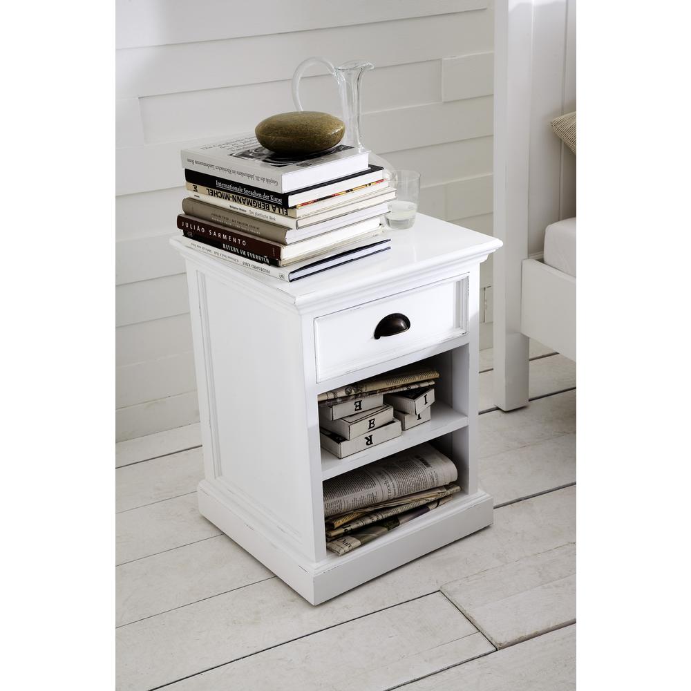Halifax Classic White Bedside Table with Shelves. Picture 7