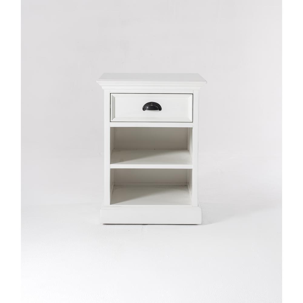 Halifax Classic White Bedside Table with Shelves. Picture 15