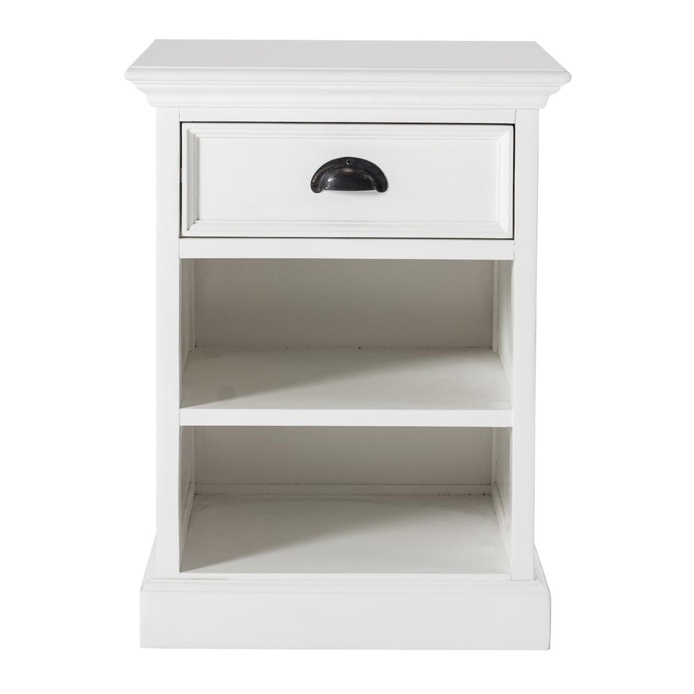 Halifax Classic White Bedside Table with Shelves. Picture 1