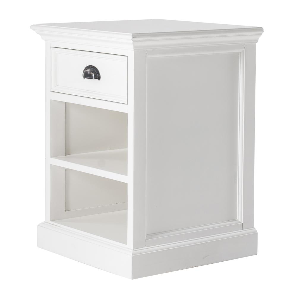 Halifax Classic White Bedside Table with Shelves. Picture 2