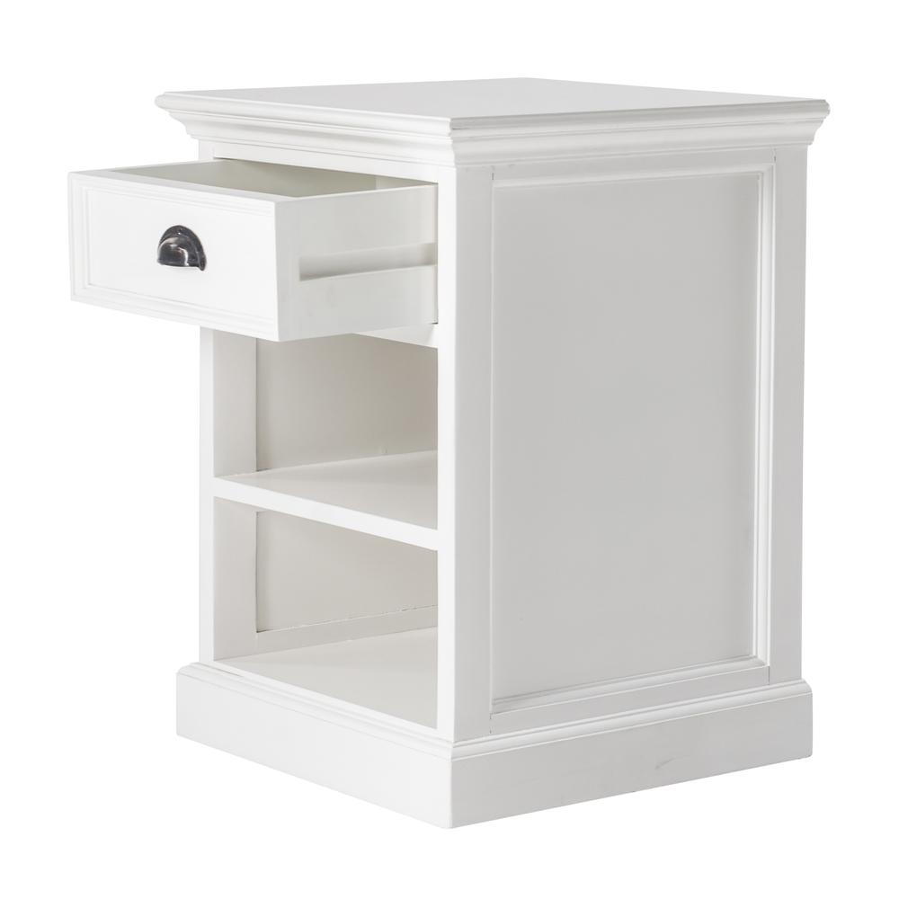 Halifax Classic White Bedside Table with Shelves. Picture 14