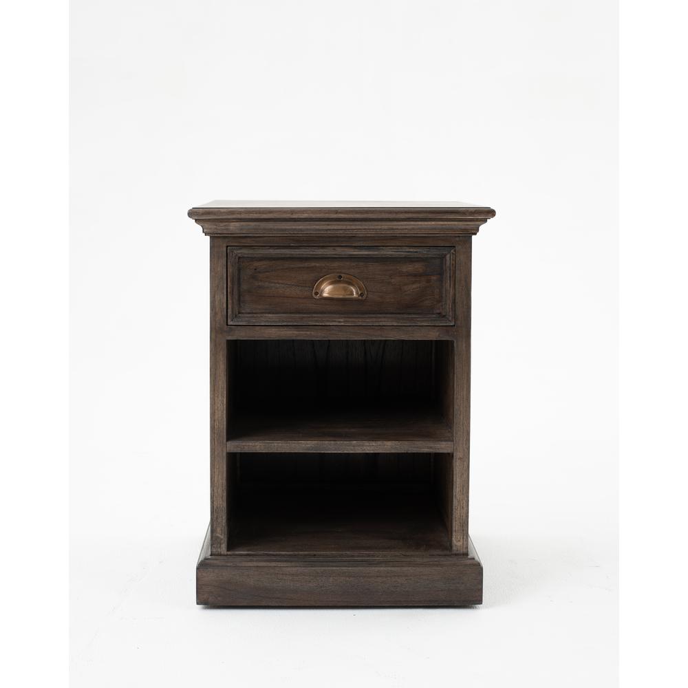 Halifax Mindi Black Wash Bedside Table with Shelves. Picture 10