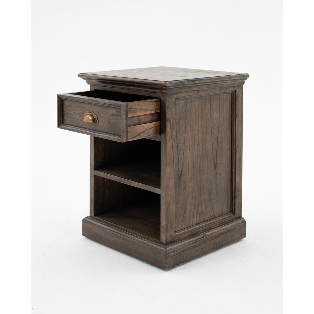 Halifax Mindi Black Wash Bedside Table with Shelves. Picture 12