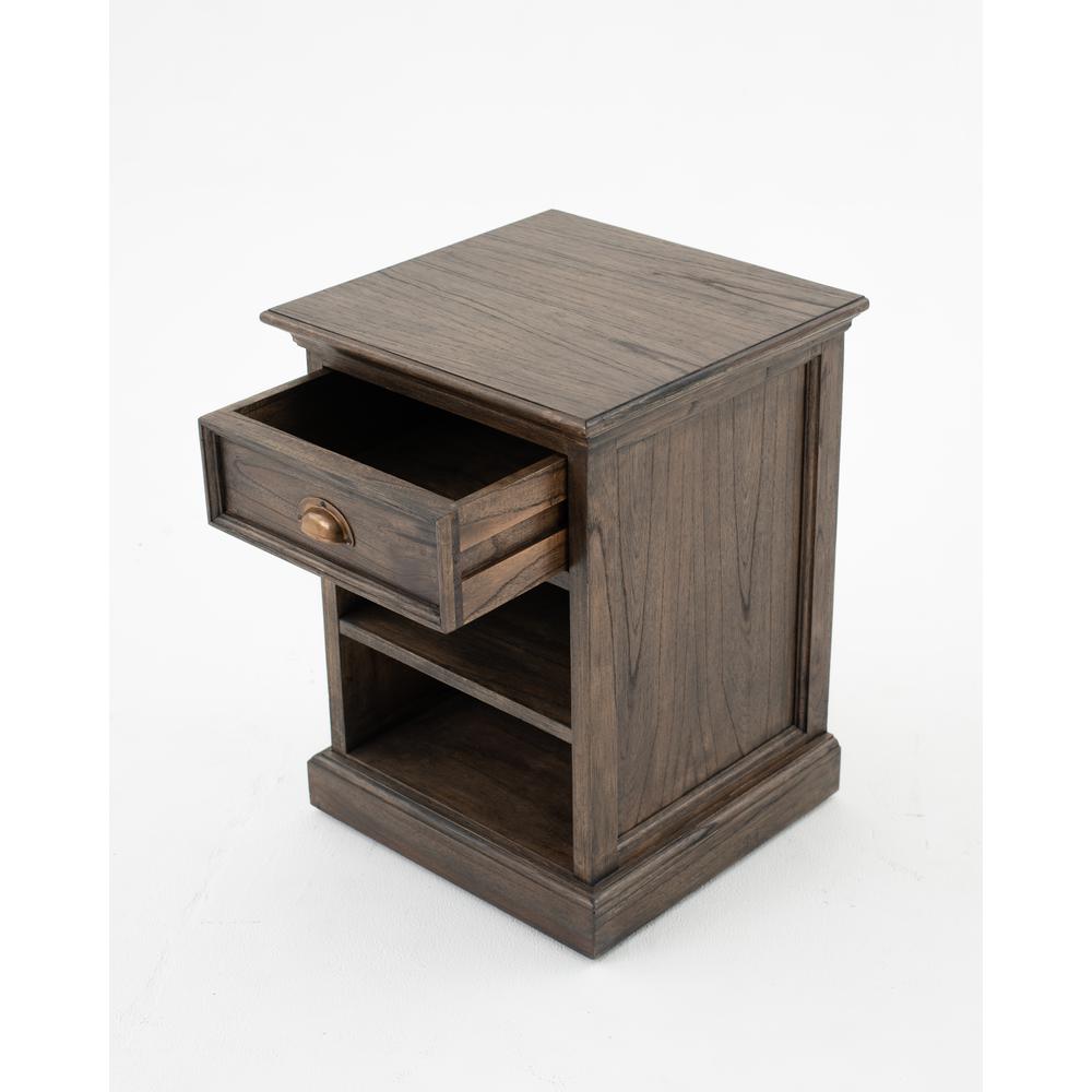 Halifax Mindi Black Wash Bedside Table with Shelves. Picture 13